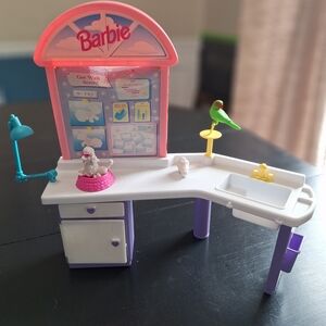 Vintage Barbie Pet Care Clinic with Pink and Purple Details